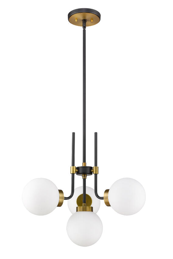 Z-Lite Parsons Chandelier, 4-Light, Matte Black and Olde Brass, night lighting, Lighting House Orillia