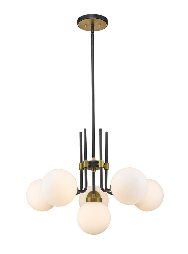 Z-Lite Parsons Chandelier, 6-Light, Matte Black and Olde Brass finish, Lighting House Orillia