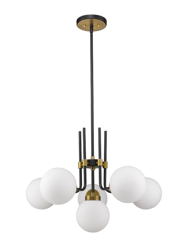 Z-Lite Parsons Chandelier, 6-Light, Matte Black and Olde Brass, night lighting, Lighting House Orillia