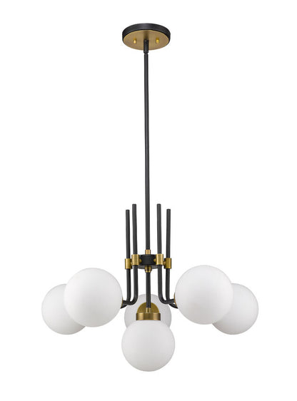 Z-Lite Parsons Chandelier, 6-Light, Matte Black and Olde Brass, night lighting, Lighting House Orillia