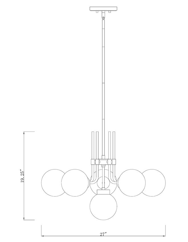 Z-Lite Parsons Chandelier, 6-Light, Matte Black and Olde Brass, dimensions, Lighting House Orillia