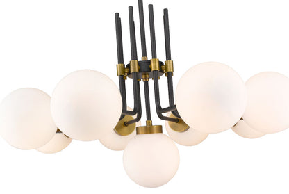 Z-Lite Parsons Chandelier, 9-Light, Matte Black and Olde Brass, angle view 3, Lighting House Orillia