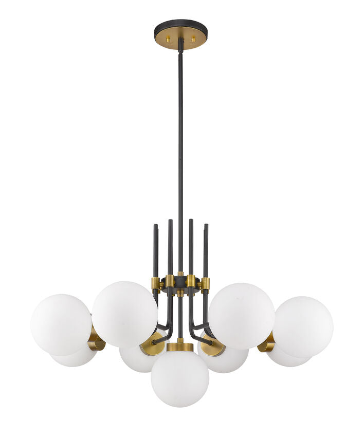 Z-Lite Parsons Chandelier, 9-Light, Matte Black and Olde Brass, night lighting, Lighting House Orillia