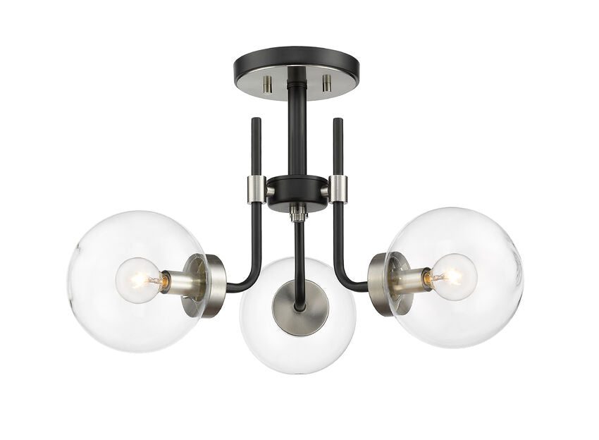 Z-Lite Parsons Semi-Flush Mount 3-Light Matte Black Brushed Nickel | Lighting House Orillia
