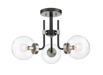 Z-Lite Parsons Semi-Flush Mount 3-Light Matte Black Brushed Nickel | Lighting House Orillia