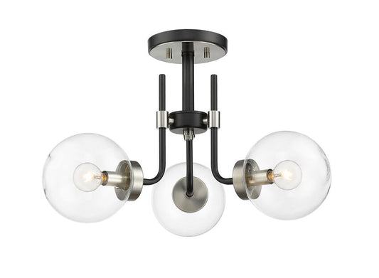 Z-Lite Parsons Semi-Flush Mount 3-Light Matte Black Brushed Nickel | Lighting House Orillia