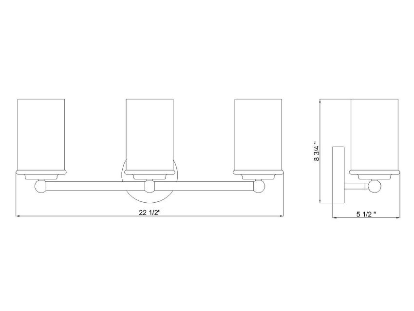 Z-Lite Thayer Vanity Light Dimensions 3-Light
