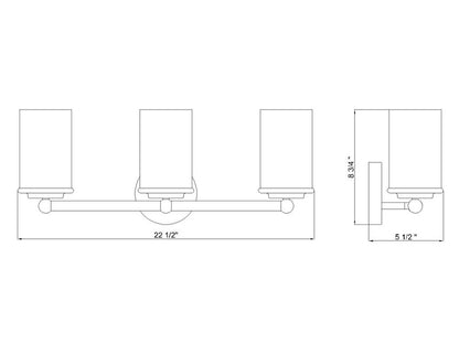 Z-Lite Thayer Vanity Light Dimensions 3-Light