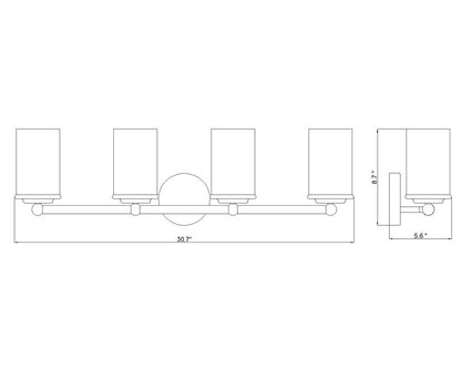 Z-Lite Thayer Vanity Light Dimensions 4-Light