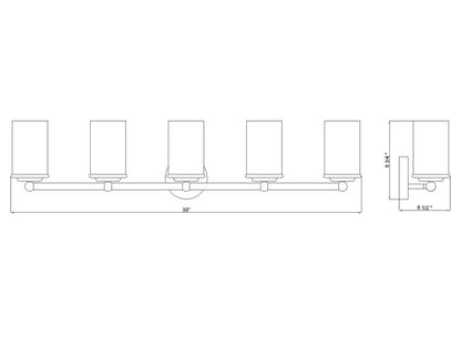 Z-Lite Thayer Vanity Light Dimensions 5-Light