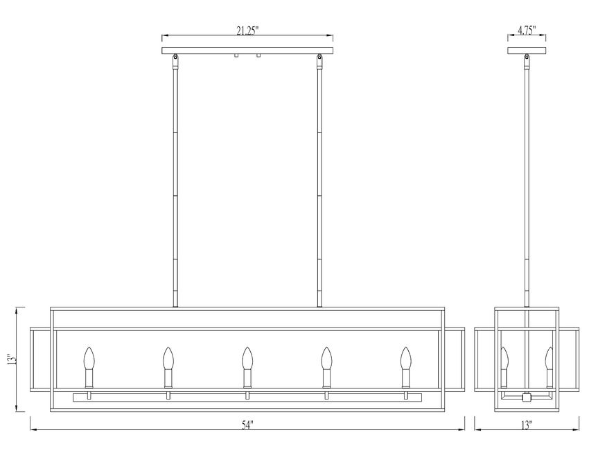 Z-Lite Titania Linear Chandelier Dimensions | Lighting House Orillia