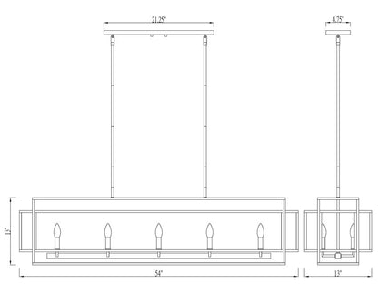 Z-Lite Titania Linear Chandelier Dimensions | Lighting House Orillia