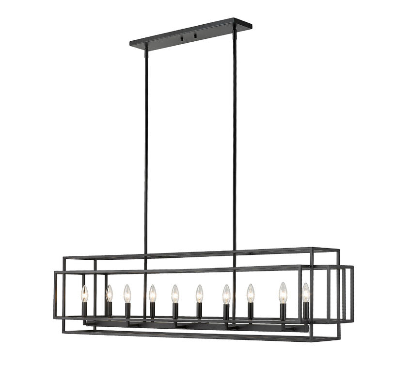 Z-Lite Titania Linear Chandelier 10-Light Matte Black | Lighting House Orillia