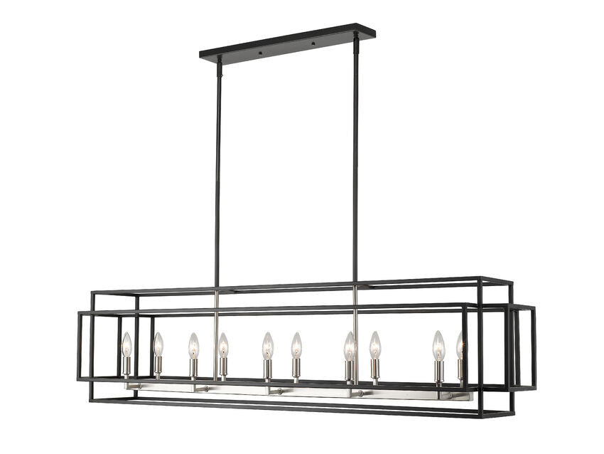 Z-Lite Titania Linear Chandelier 10-Light Black Brushed Nickel | Lighting House Orillia