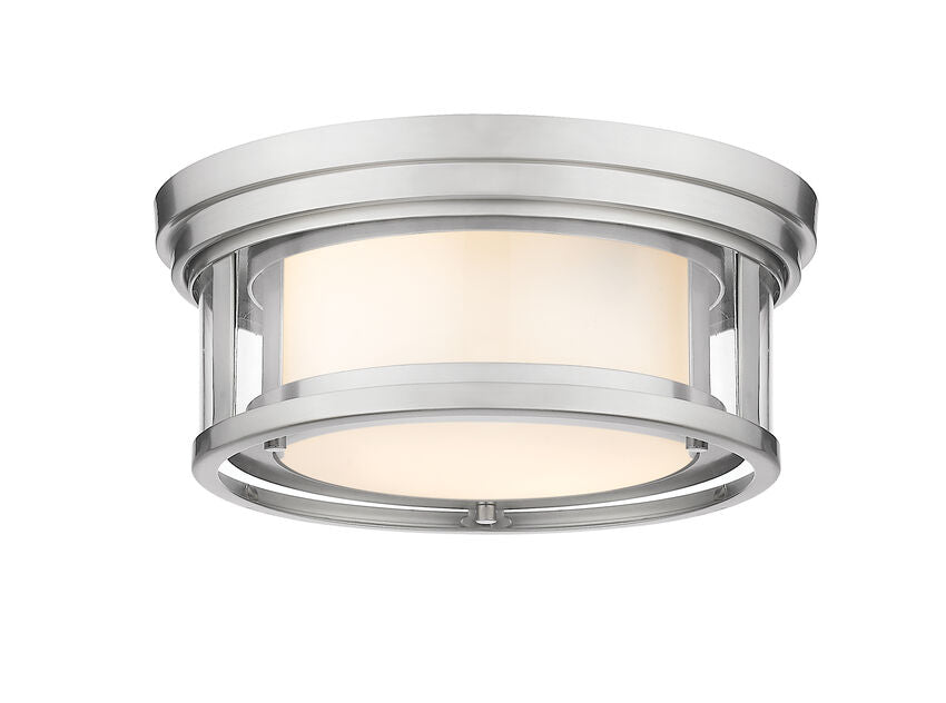 Z-Lite Willow Flush Mount, Clear & Matte Opal Glass, View 3 | Lighting House Orillia