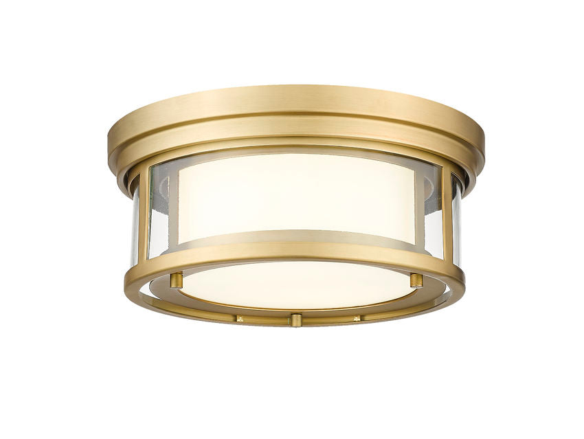 Z-Lite Willow Flush Mount, Clear & Matte Opal Glass, View 1 | Lighting House Orillia