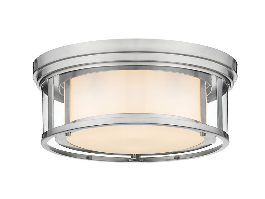 Z-Lite Willow Flush Mount, Clear & Matte Opal Glass, View 2 | Lighting House Orillia