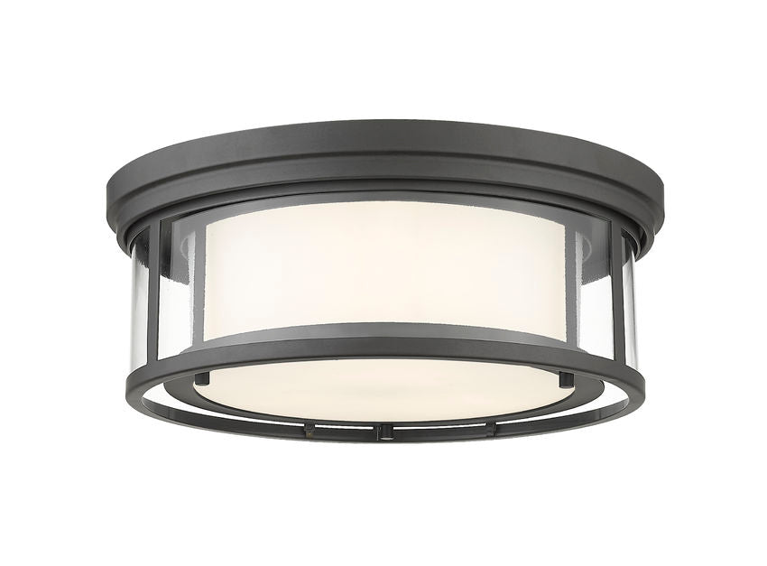 Z-Lite Willow Flush Mount, Clear & Matte Opal Glass, View 4 | Lighting House Orillia
