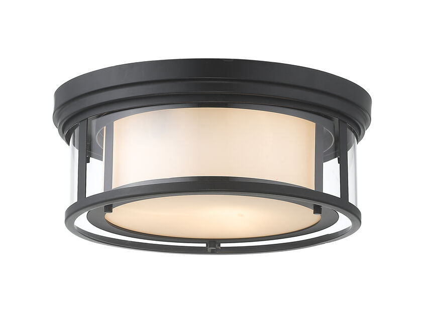 Z-Lite Willow Flush Mount, Clear & Matte Opal Glass, View 5 | Lighting House Orillia