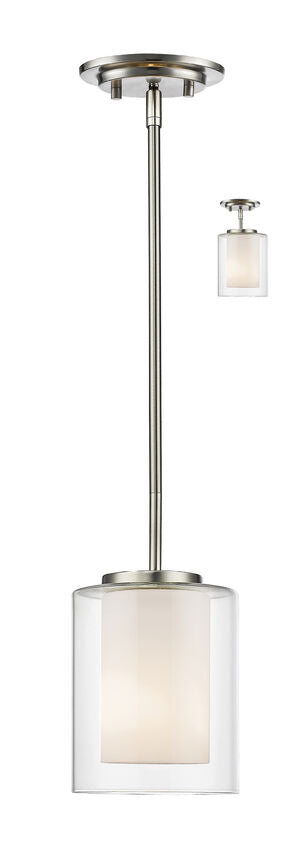 Z-Lite Willow Mini Pendant, Clear & Matte Opal Glass | Lighting House Orillia